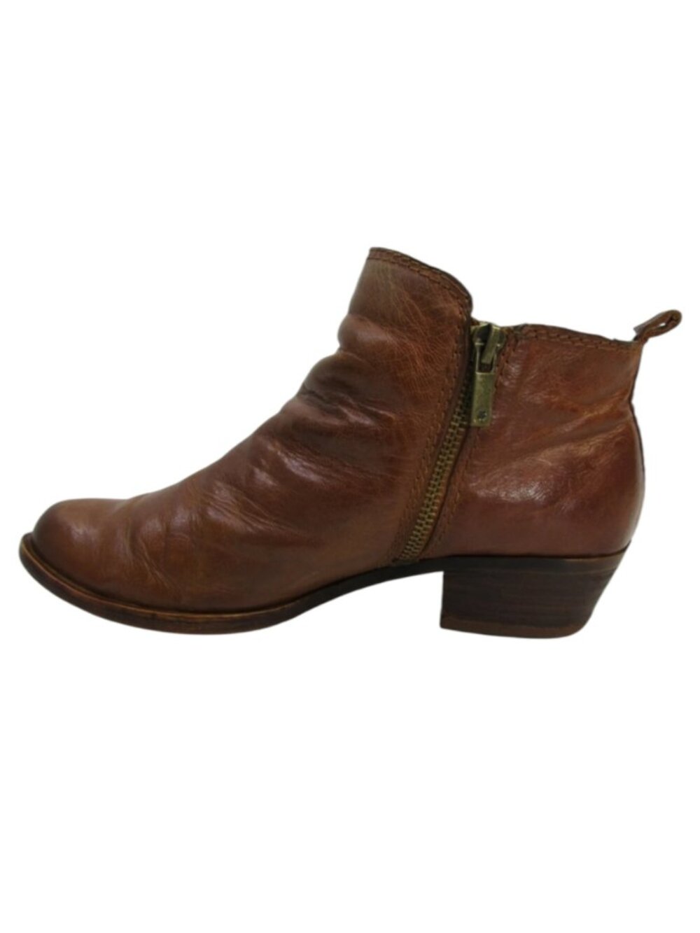 Lucky Brand Boots Womens Size 8 Zipper Brown Leather Ankle Bootie